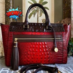 5⭐️SELLER! RUBY TRI-TEXTURE ANNA BRAHMINS XL SATCHEL